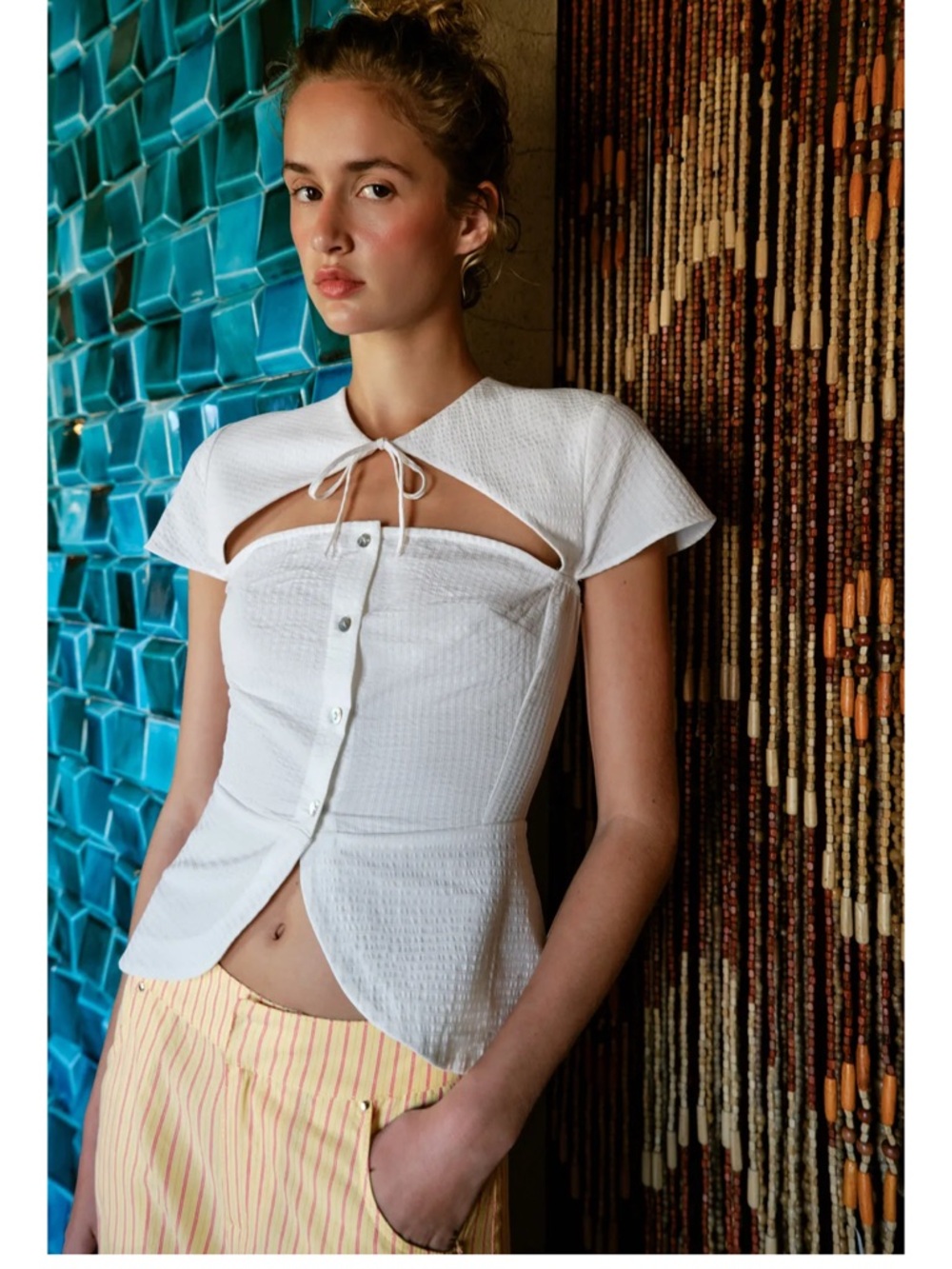 ZARA NWT Bow Cut Out Top